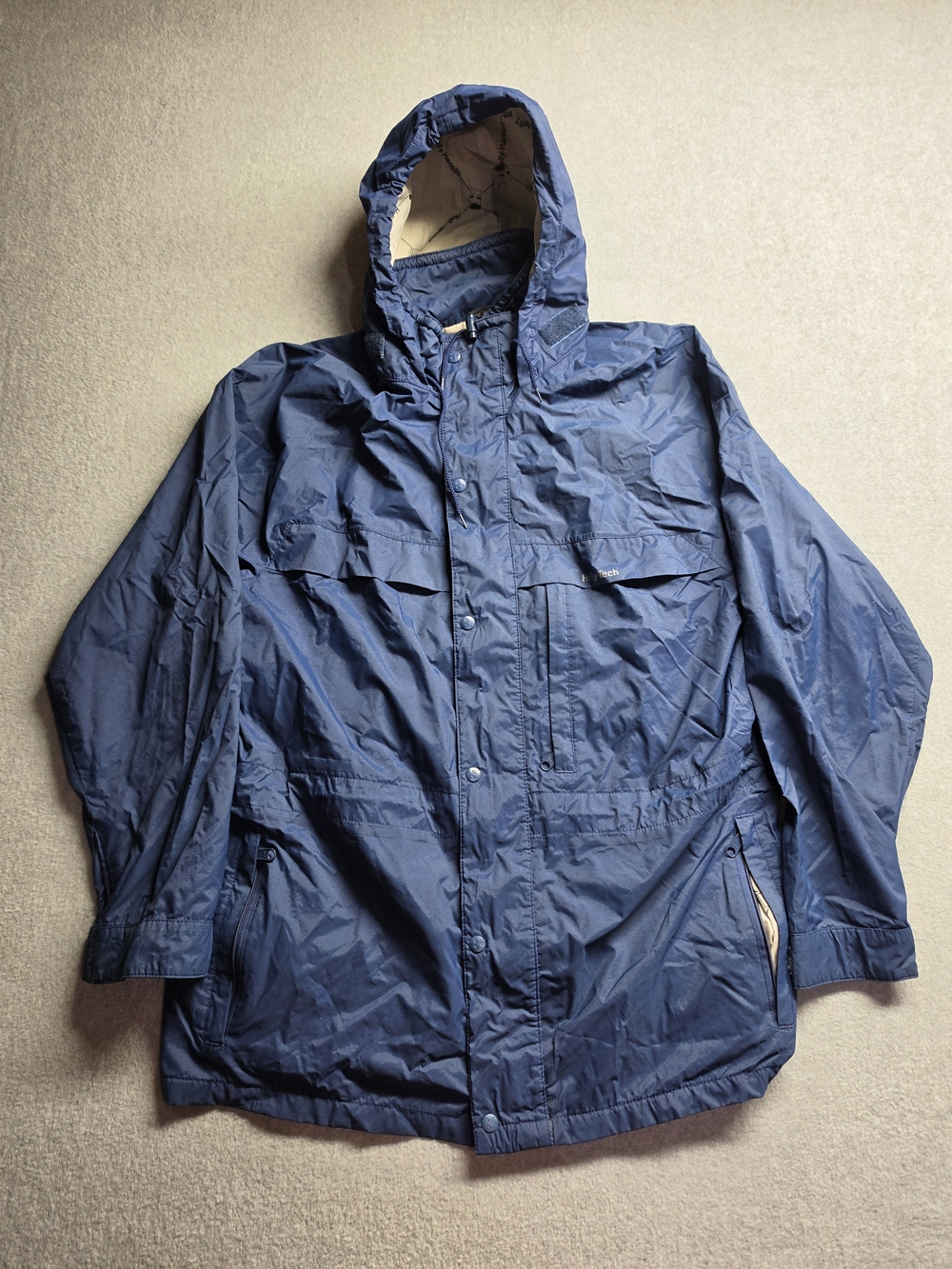 Helly Hansen Windbreaker Jacket Men L Blue Helly Tech Lined Waterproof Full Zip